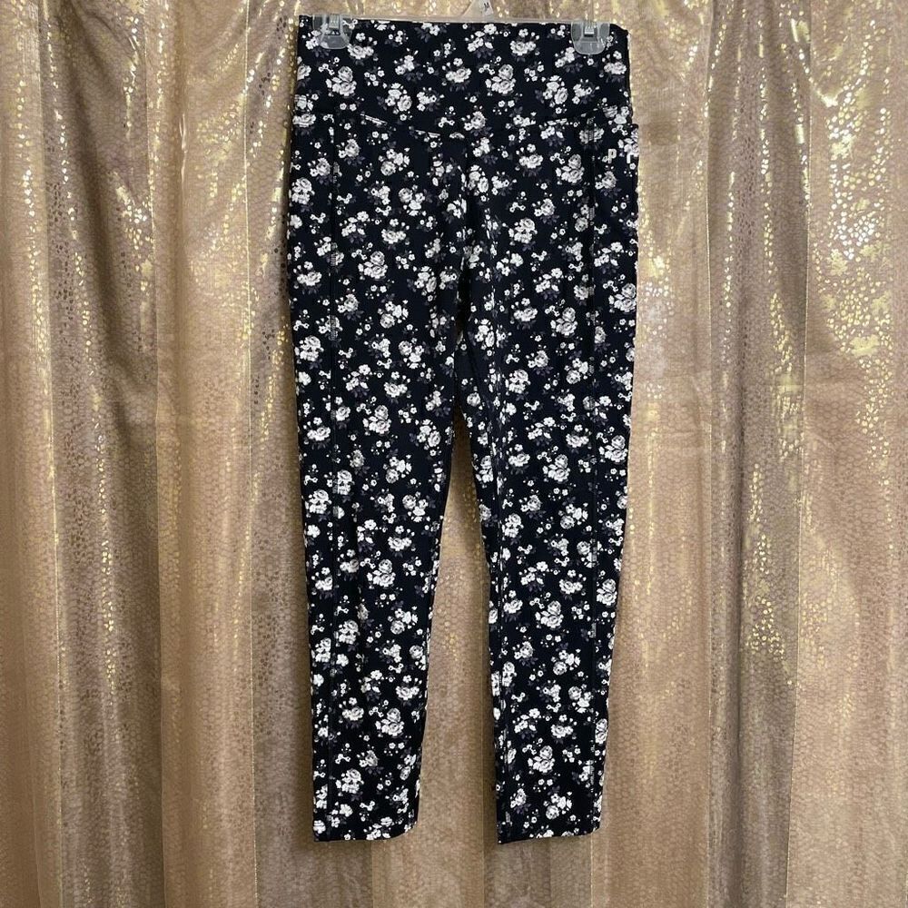 PINK Victorias Secret Black White Purple Ultimate Leggings, Medium
